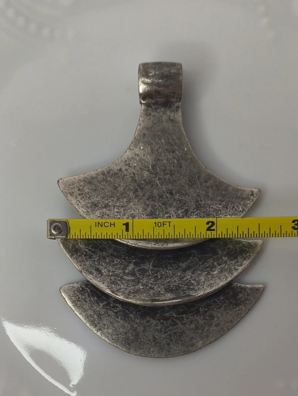 Brutalist Layered Silver-Tone Statement Pendant